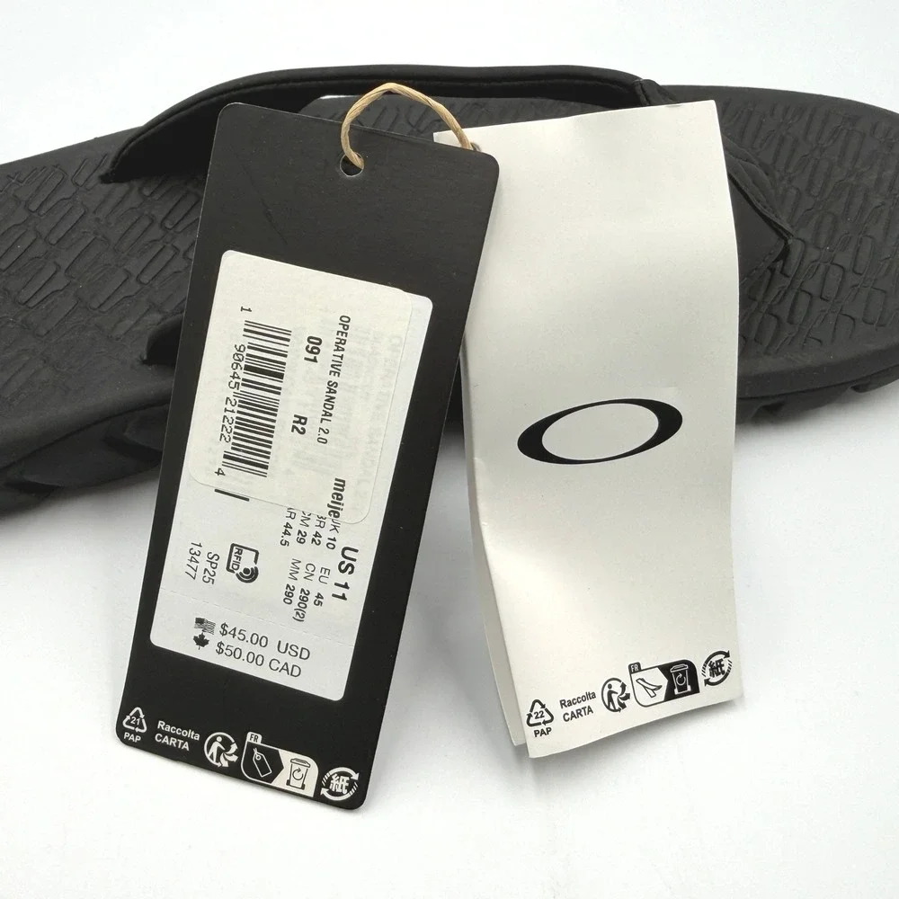 Oakley Operative Sandal 2.0 Mens Size 11 Blackout Sport Flip Flop Black **NEW**